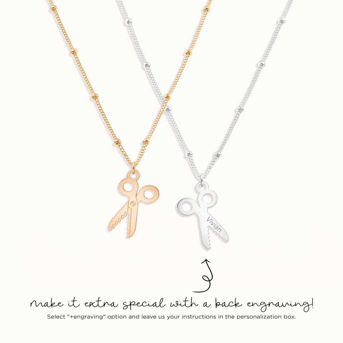 Scissors Charm Bead Necklace