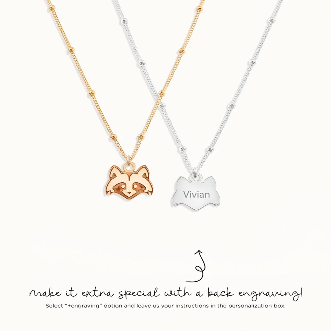 Raccoon Face Charm Necklace
