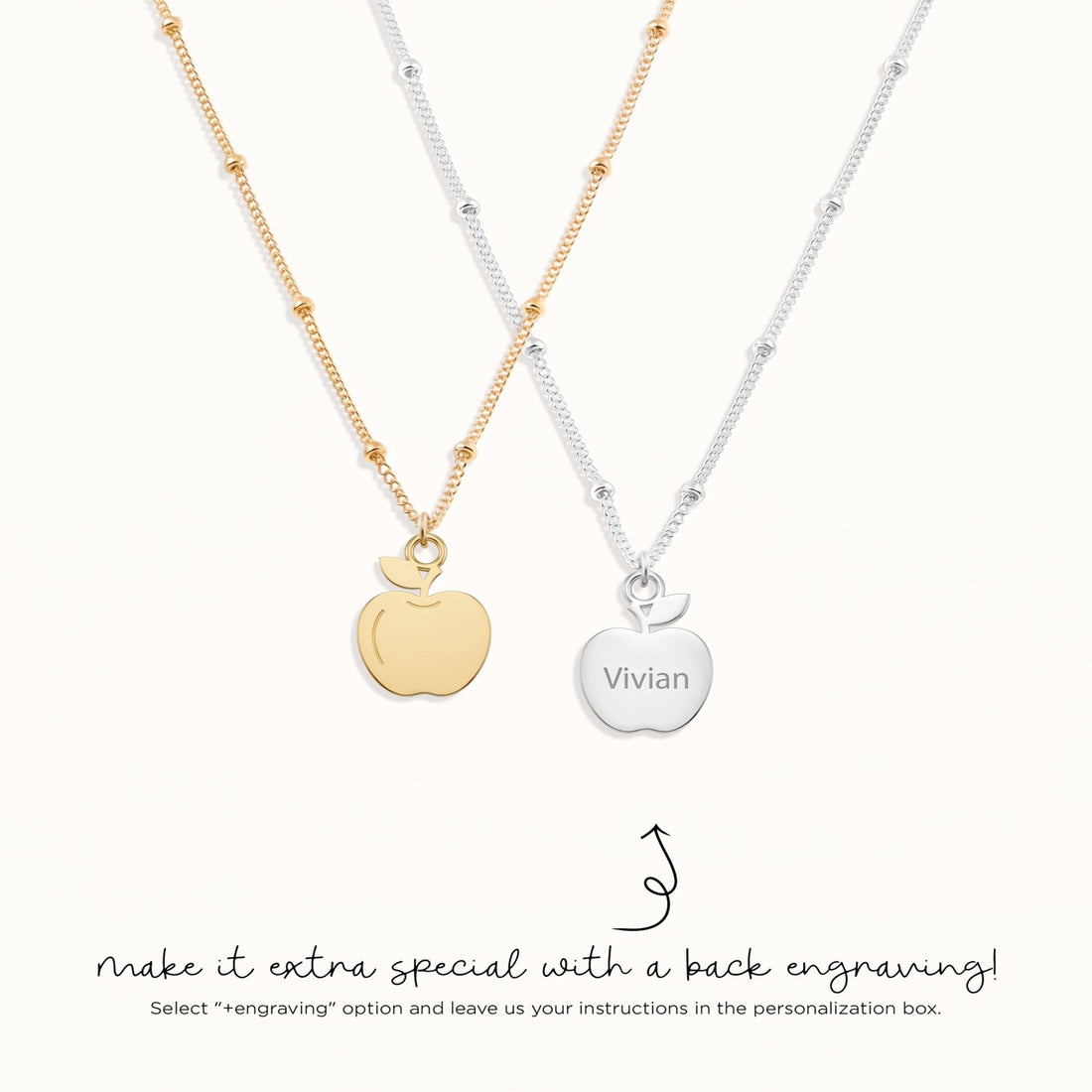 Apple Charm Beady Necklace