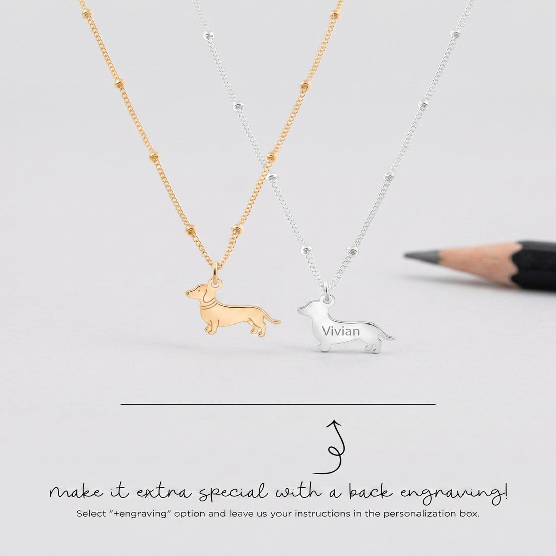 Dachshund Dog Charm Beady Necklace