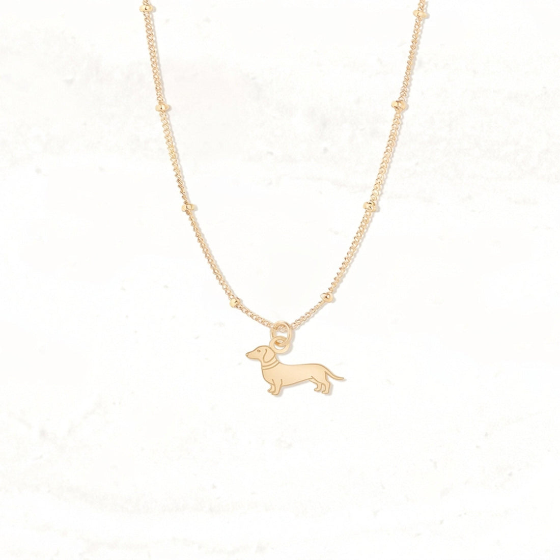 Dachshund Dog Charm Beady Necklace