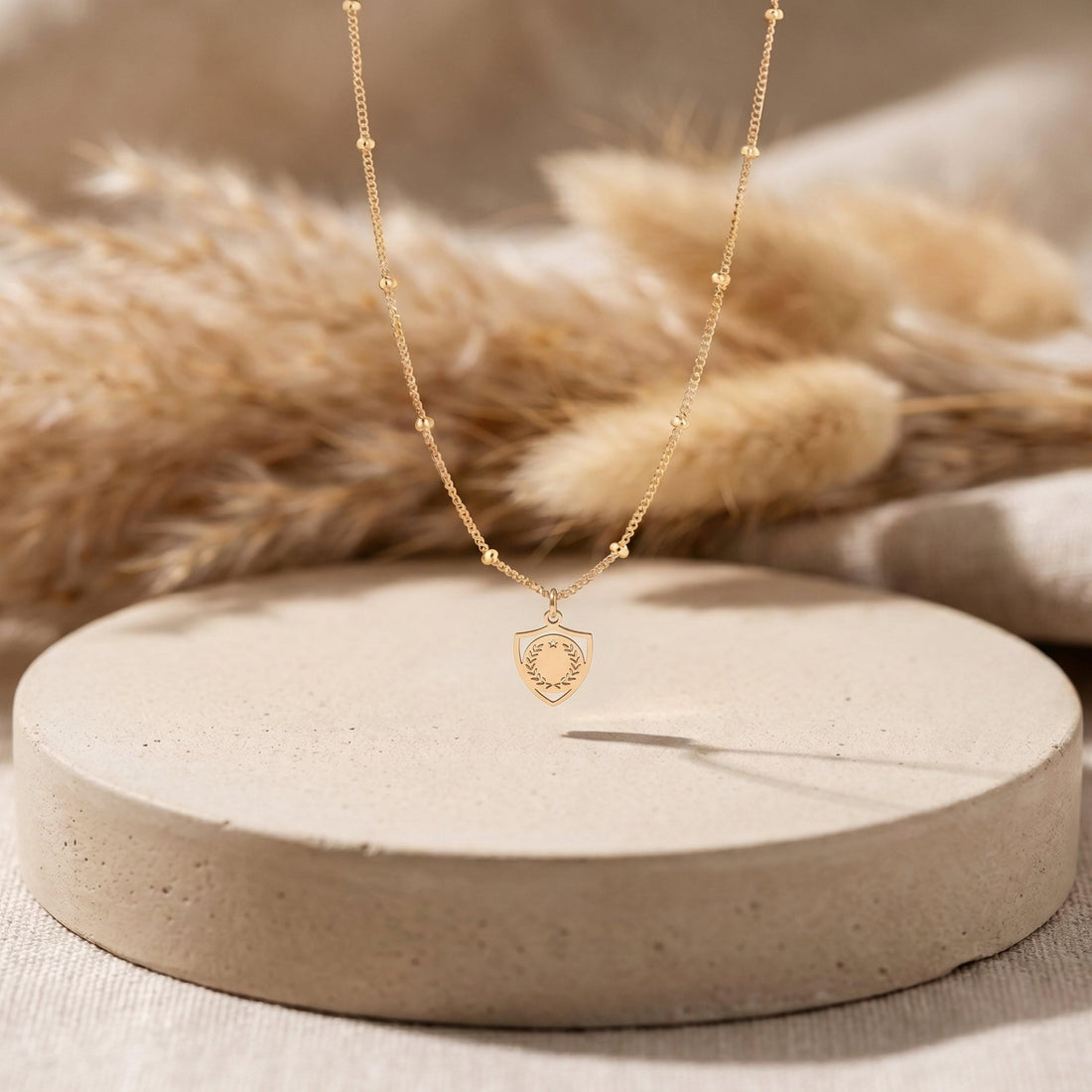 Laurel Shield Charm Necklace