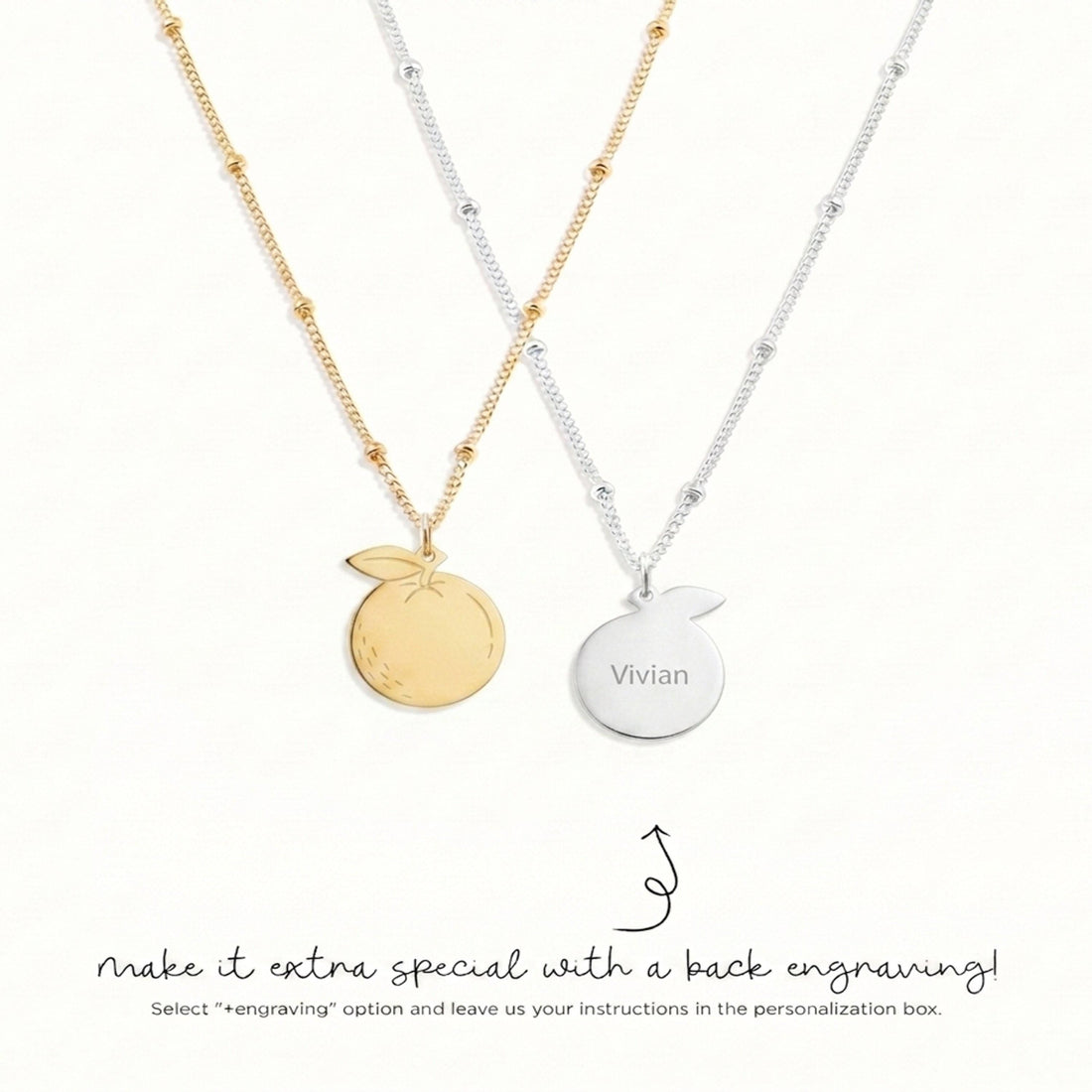 Peach Charm Beady Necklace
