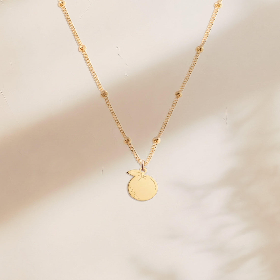 Peach Charm Beady Necklace