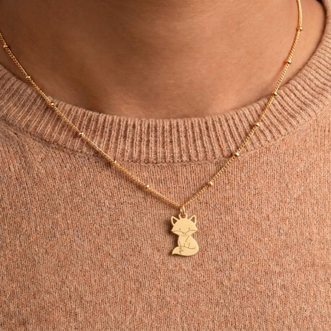 Sitting Fox Charm Necklace