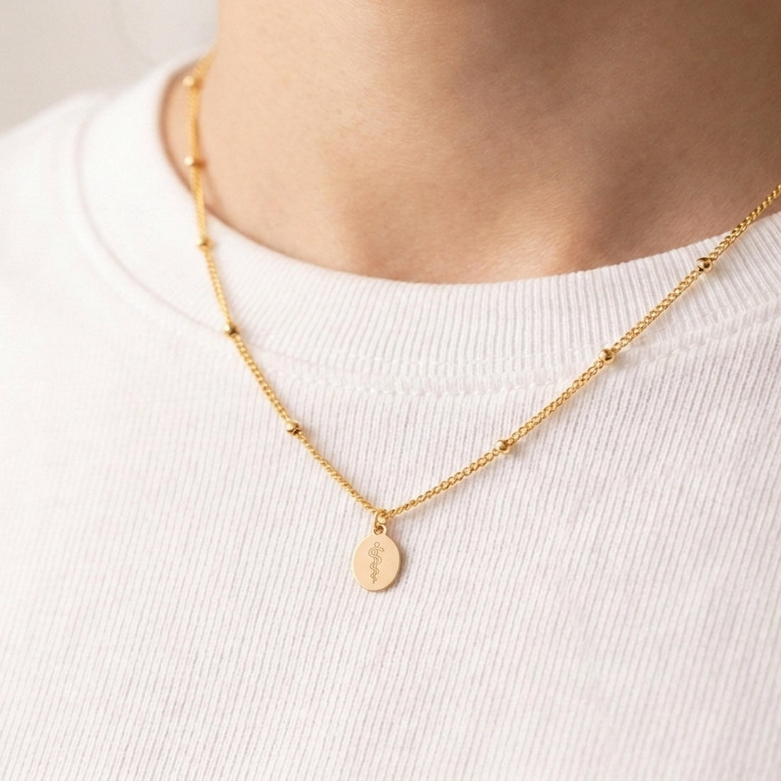Caduceus Charm Beady Necklace