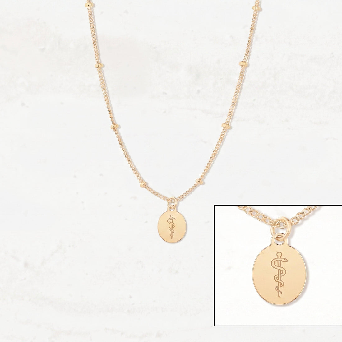 Caduceus Charm Beady Necklace