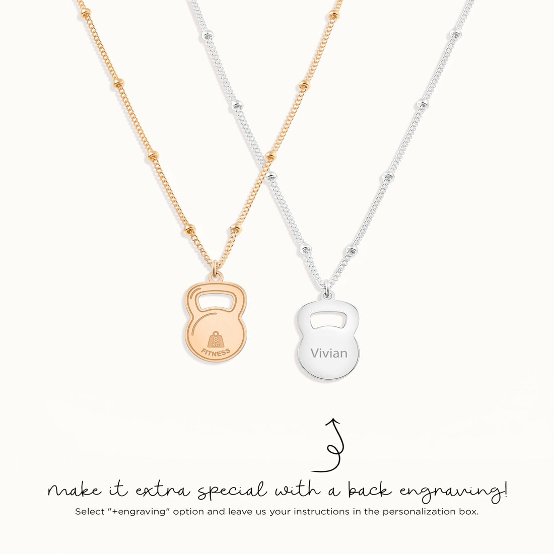 Kettlebell Charm Beady Necklace