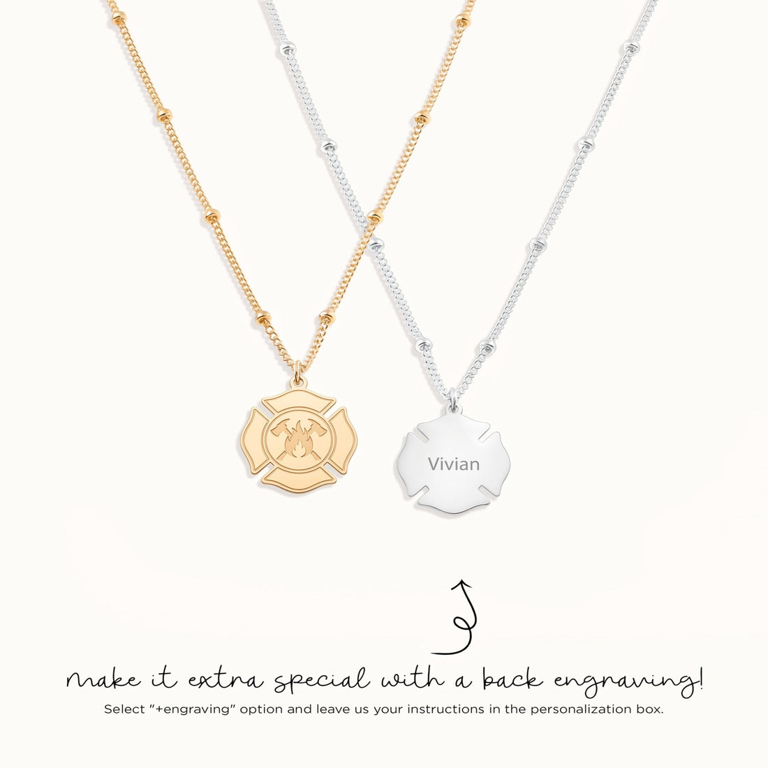 Firefighter Badge Charm Necklace