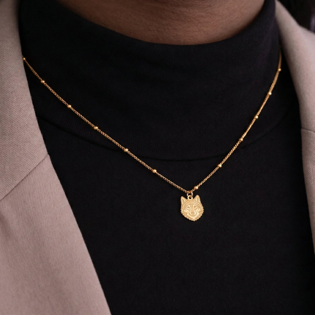 Wolf Head Charm Necklace