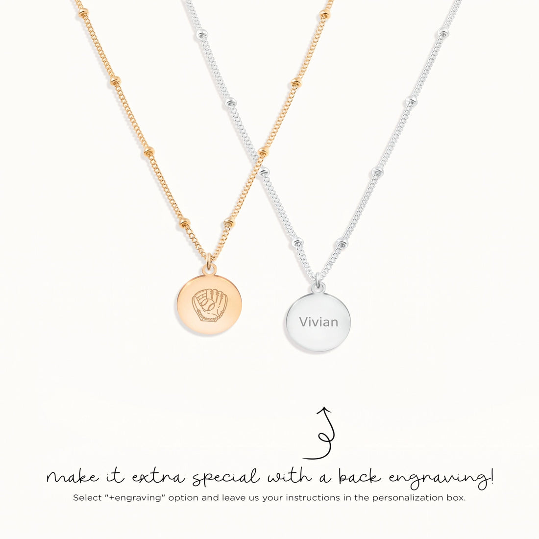 Baseball Glove Disc Charm Necklace