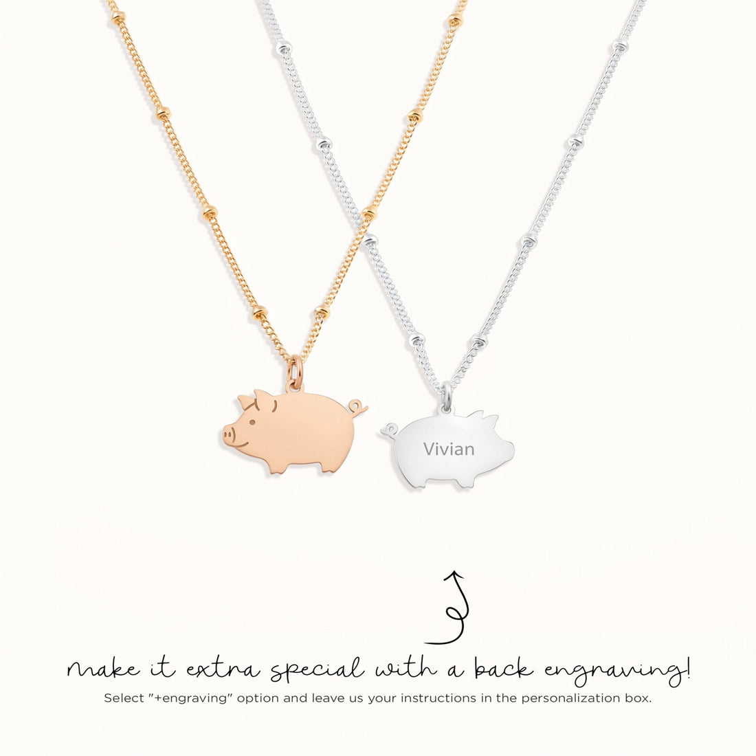 Pig Silhouette Beady Necklace