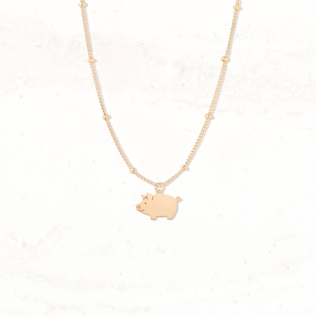 Pig Silhouette Beady Necklace