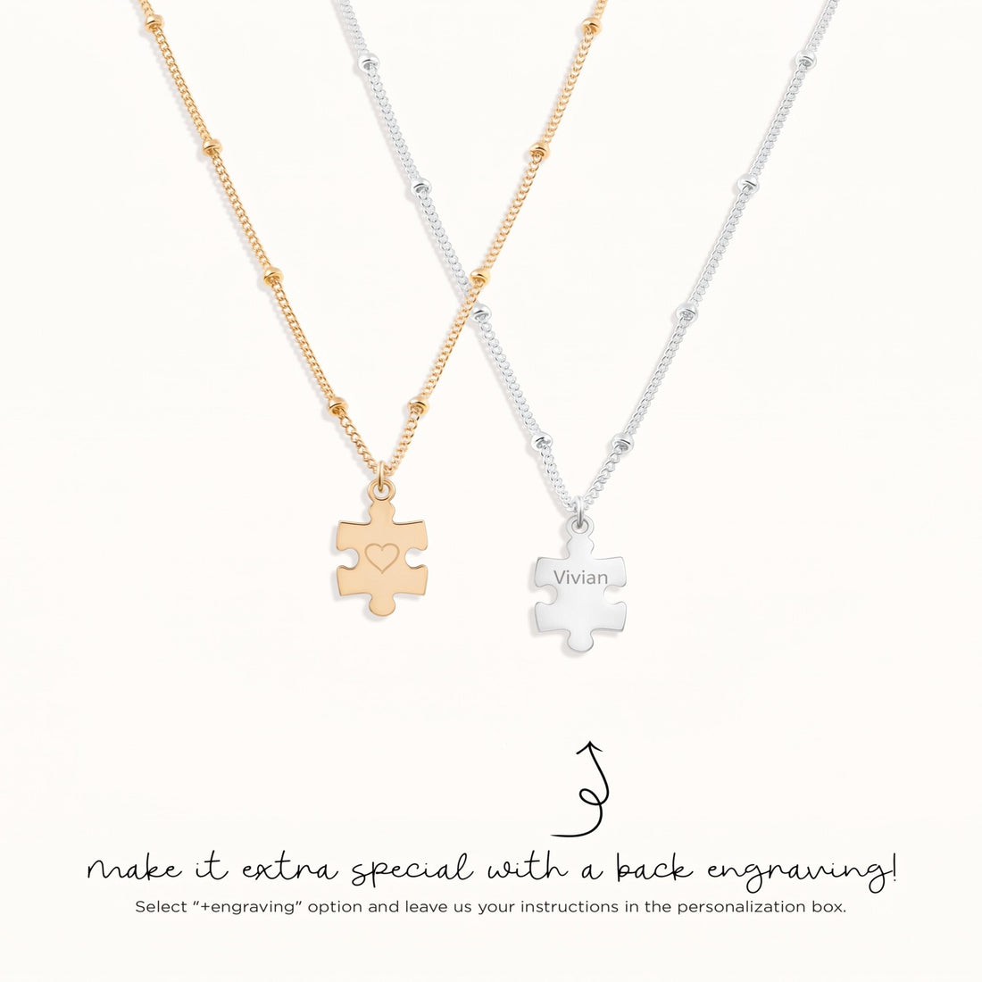 Puzzle Heart Beady Necklace