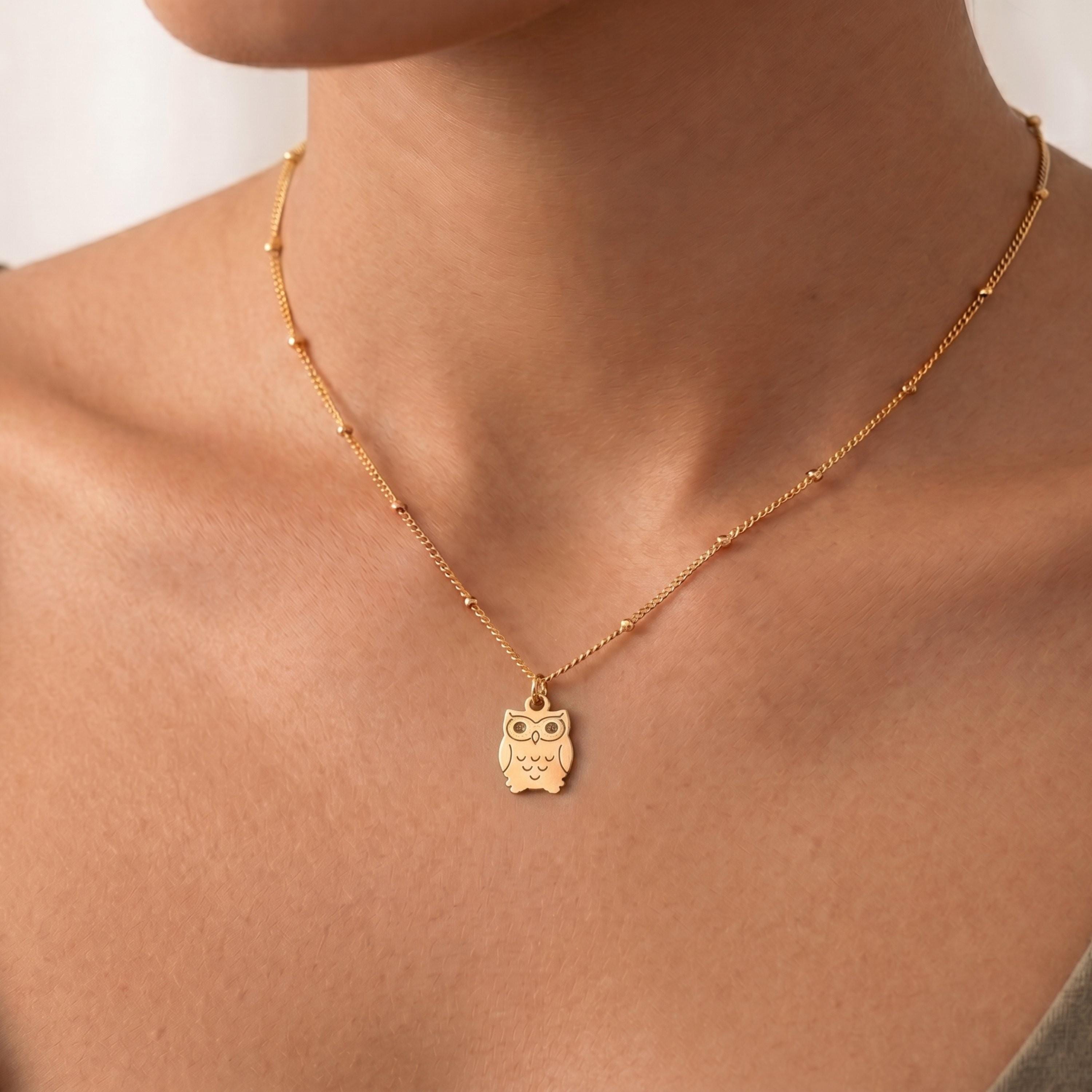 Owl Pendant Beady Necklace