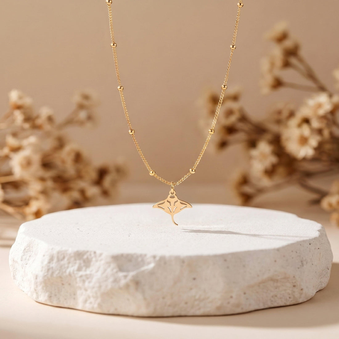 Manta Ray Charm Beady Necklace