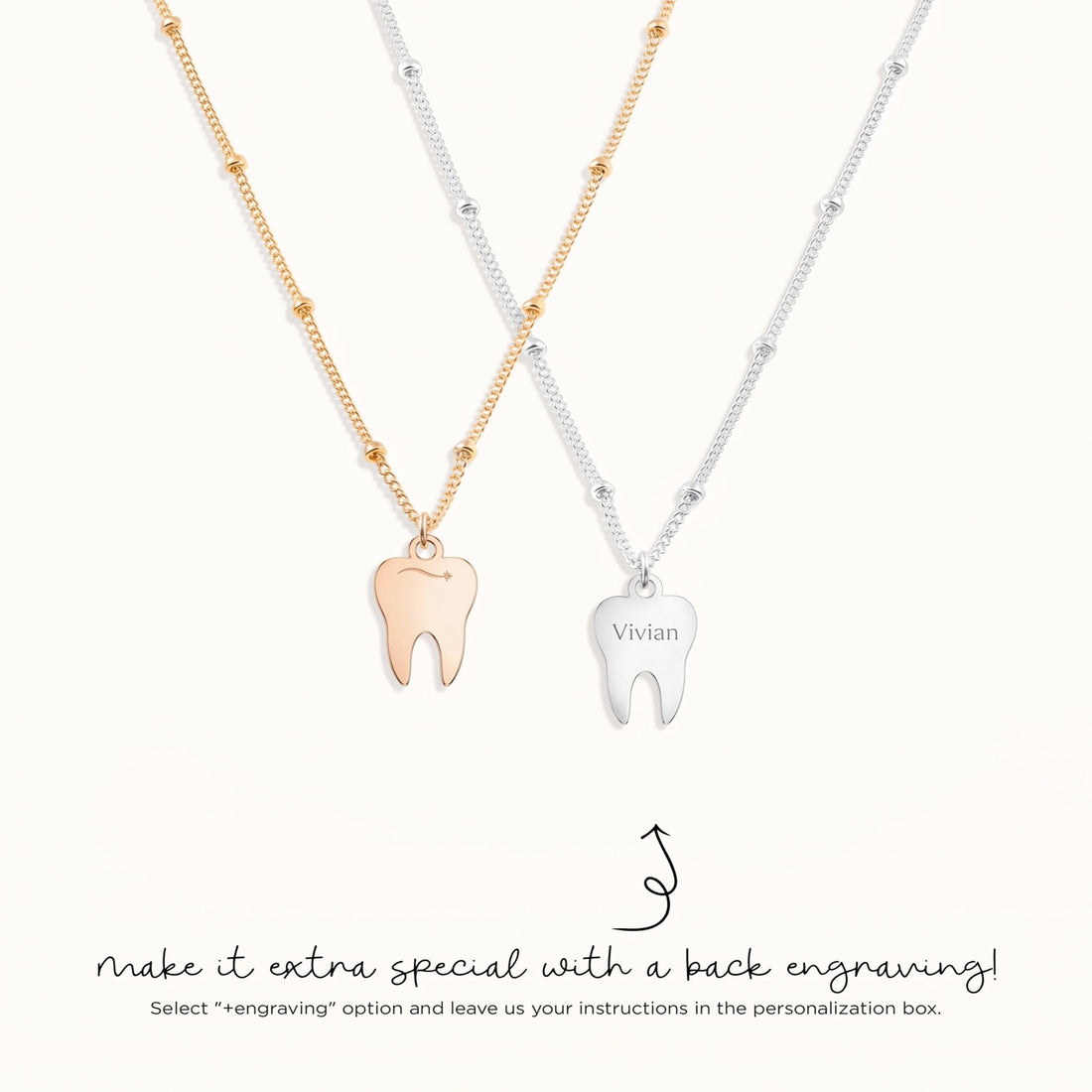 Tooth Silhouette Beady Necklace