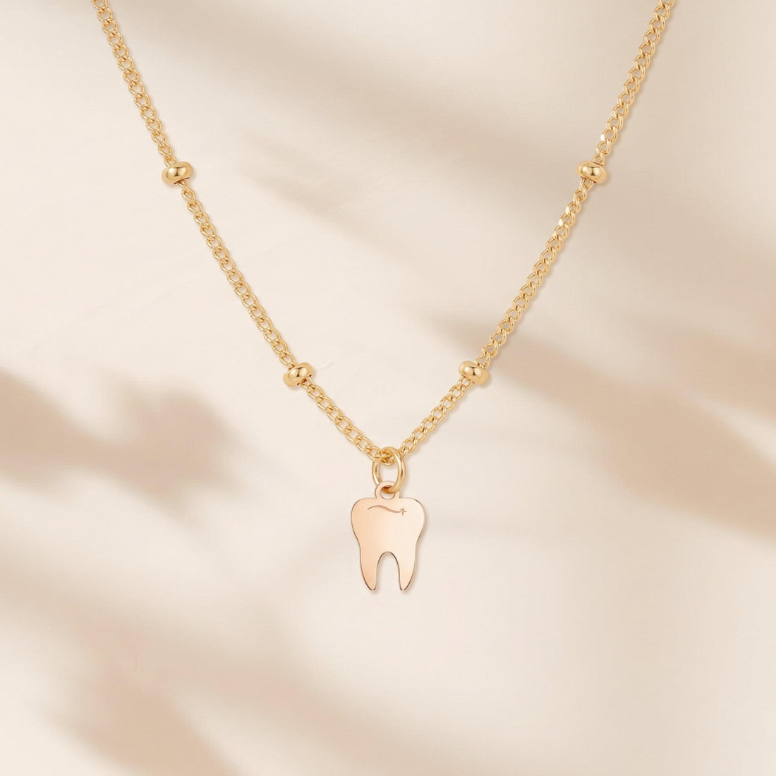 Tooth Silhouette Beady Necklace