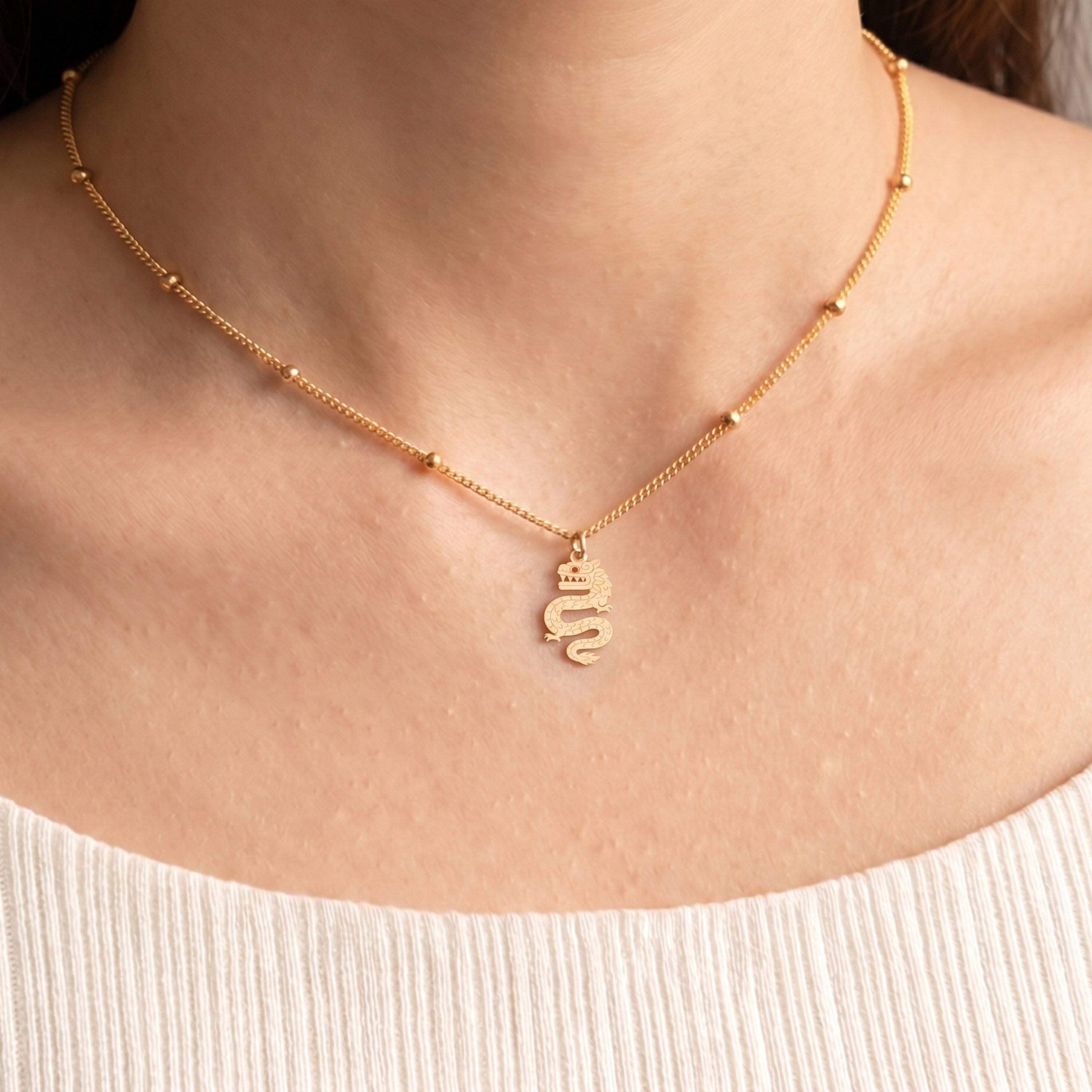 Serpentine Dragon Beady Necklace