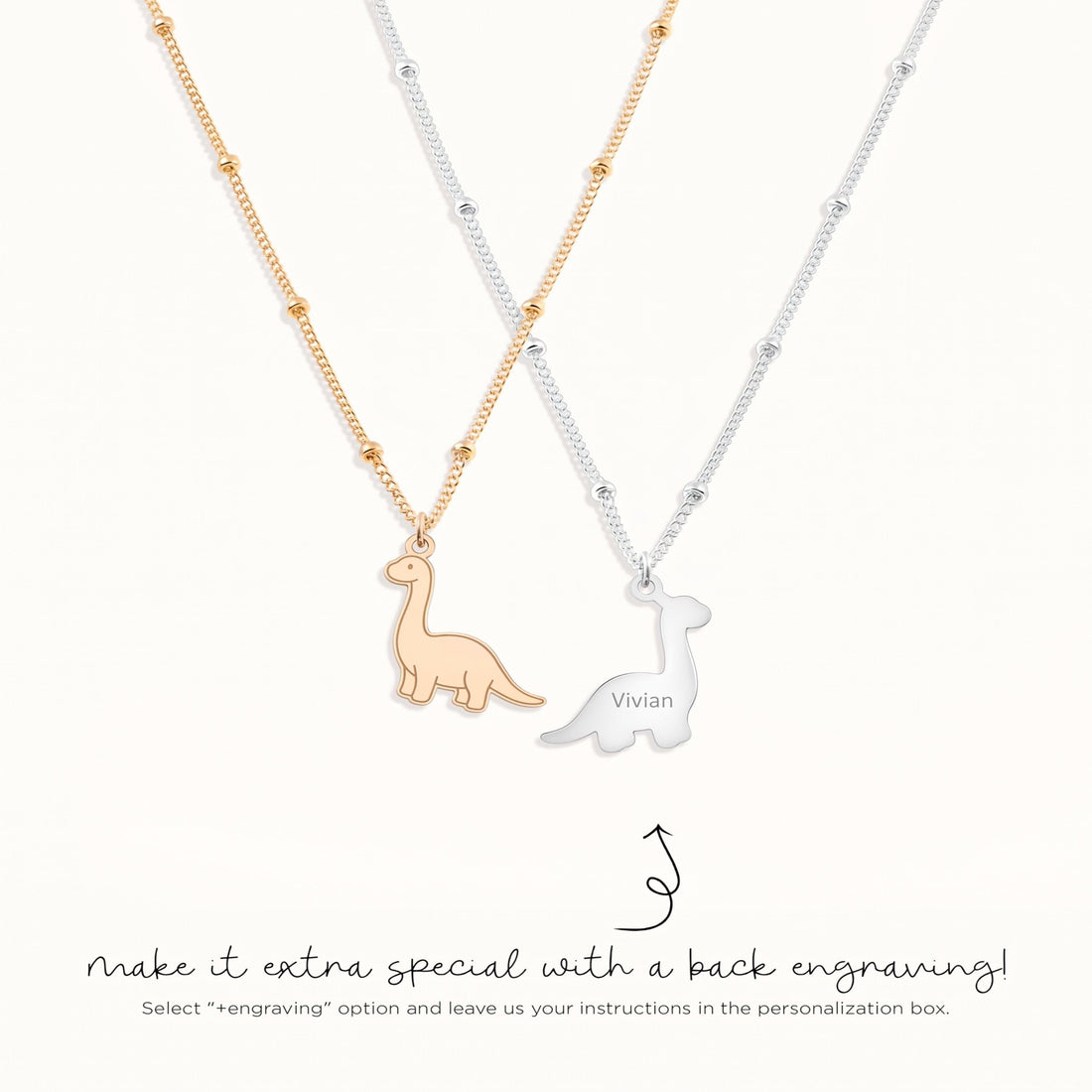 Brontosaurus Charm Beady Necklace