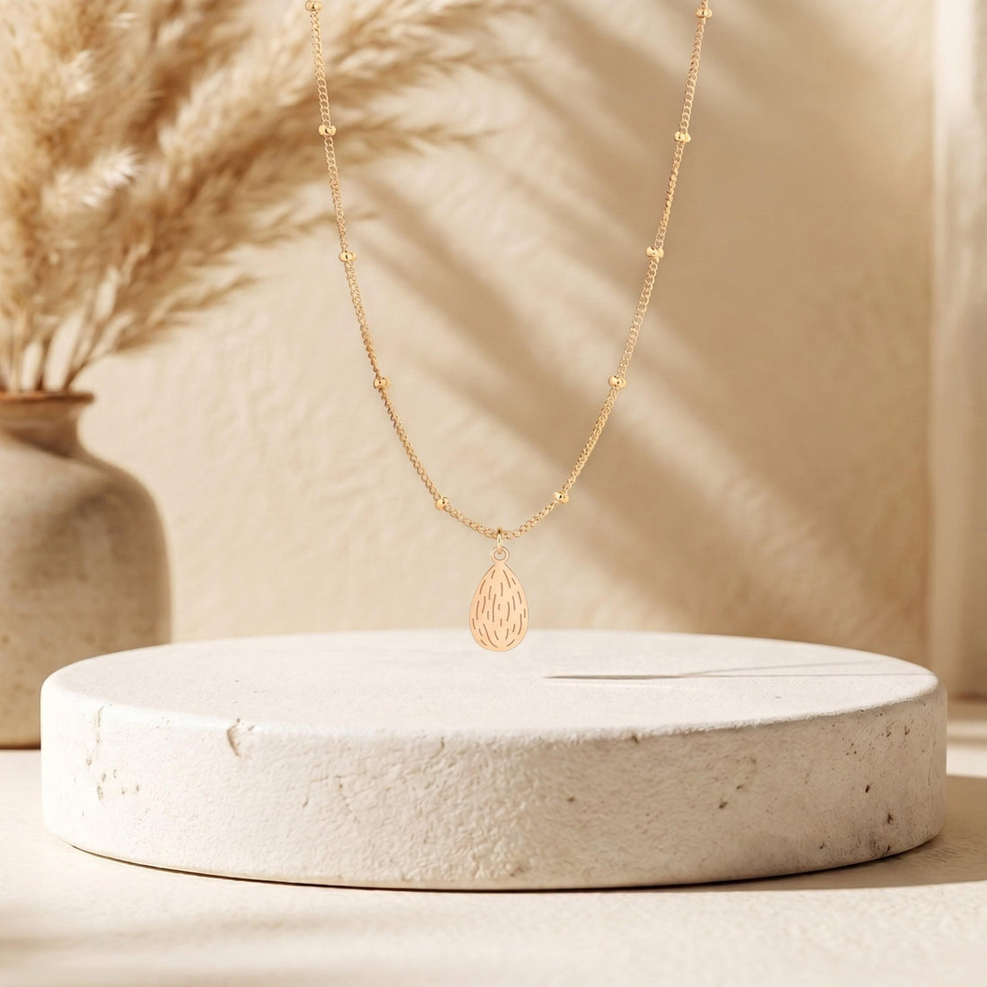 Almond Charm Beady Necklace