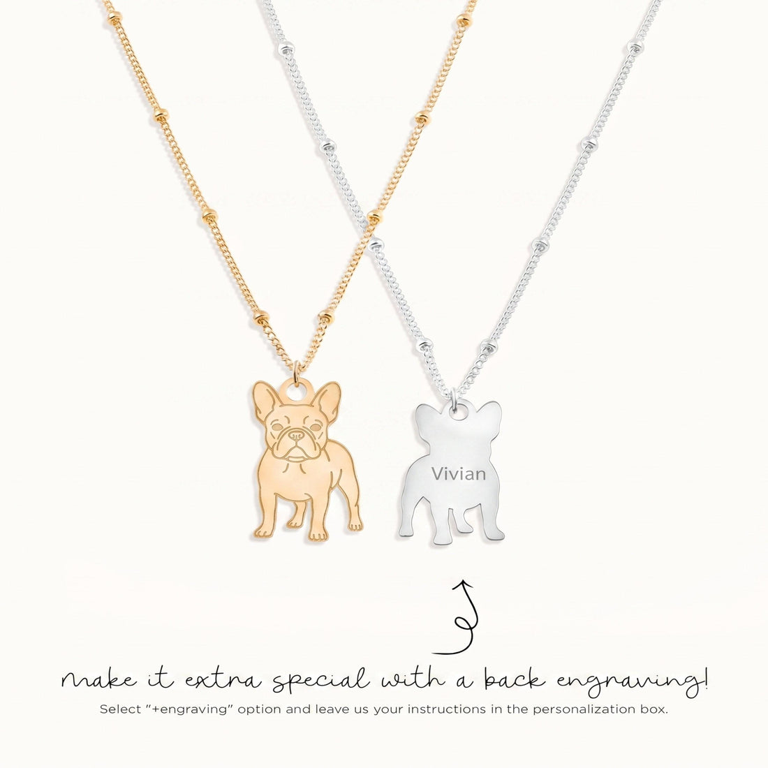 French Bulldog Charm Beady Necklace