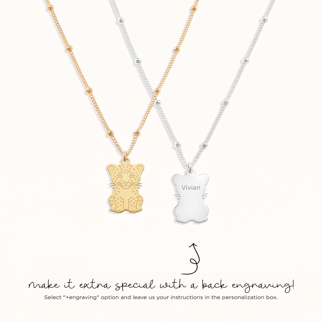 Cute Leopard Pendant Beady Necklace