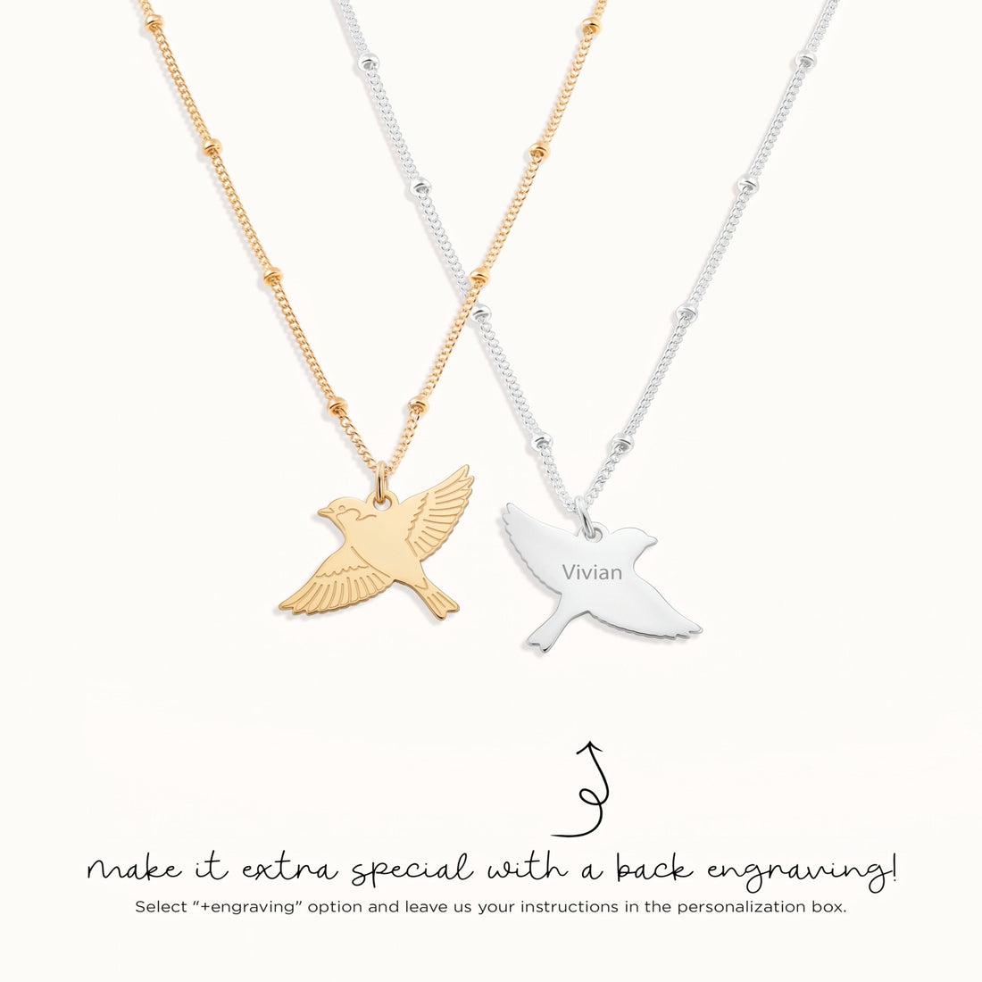 Flying Dove Charm Beady Necklace