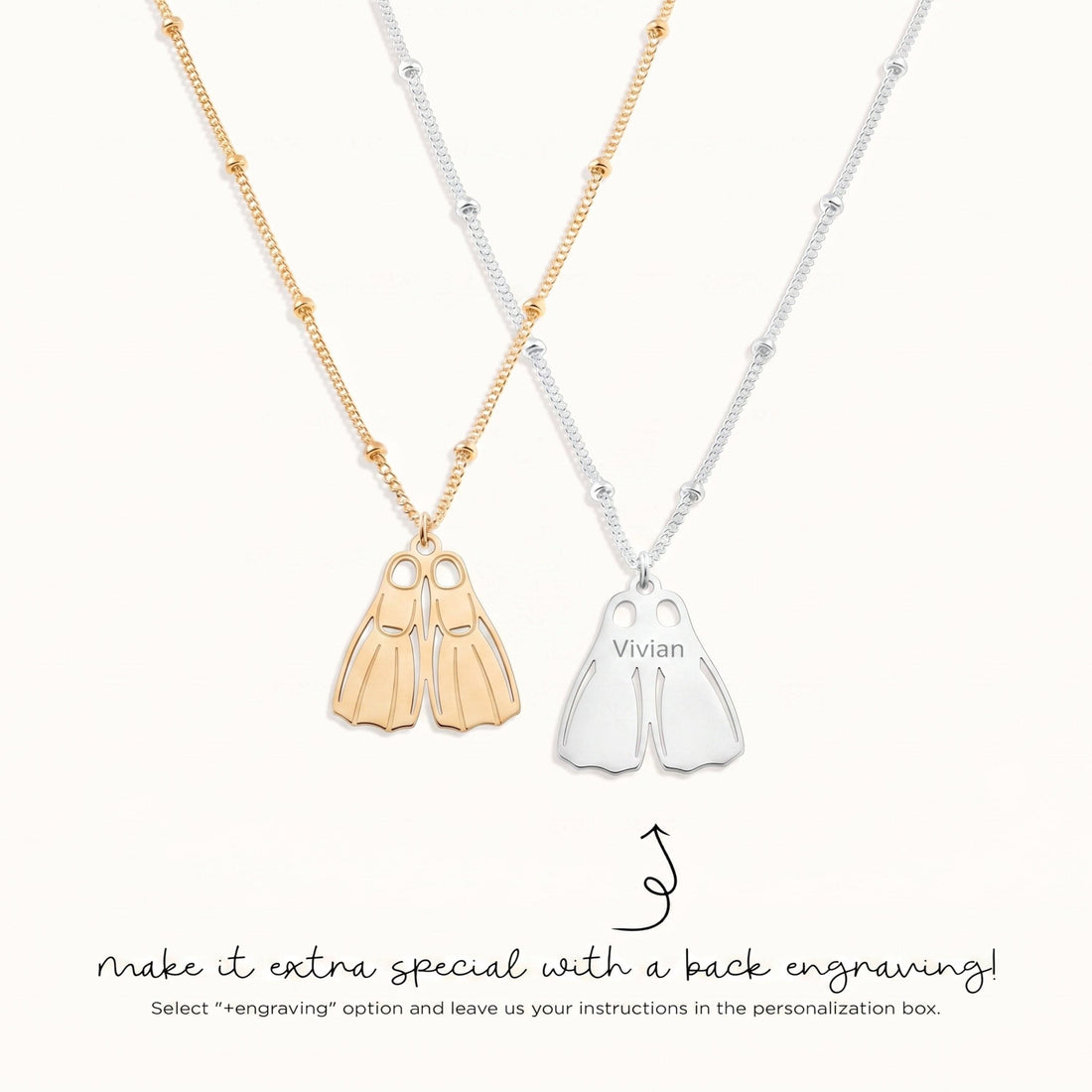 Diver Flippers Charm Necklace