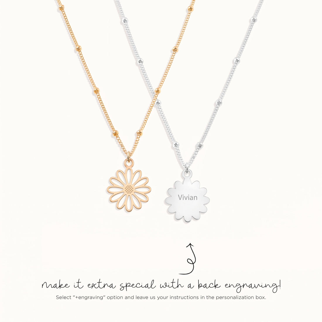 Daisy Flower Charm Necklace