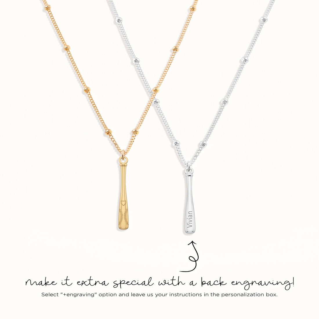 Baseball Bat Charm Necklace