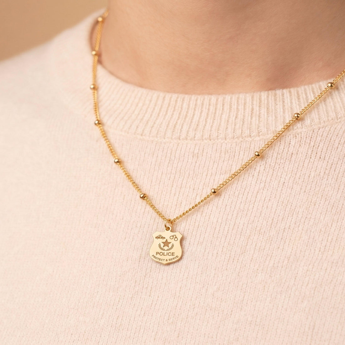 Police Badge Beady Necklace