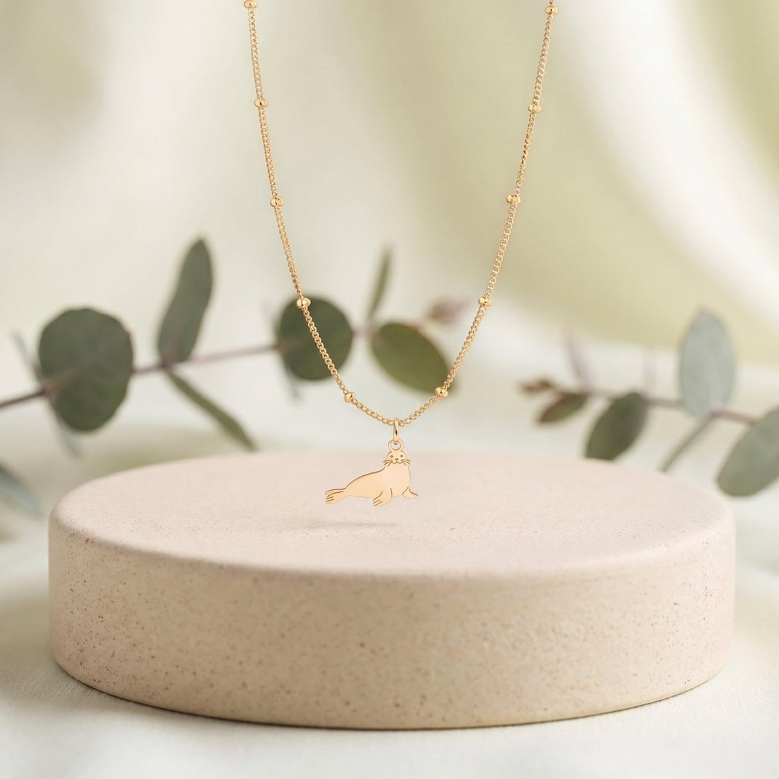 Seal Charm Beady Necklace