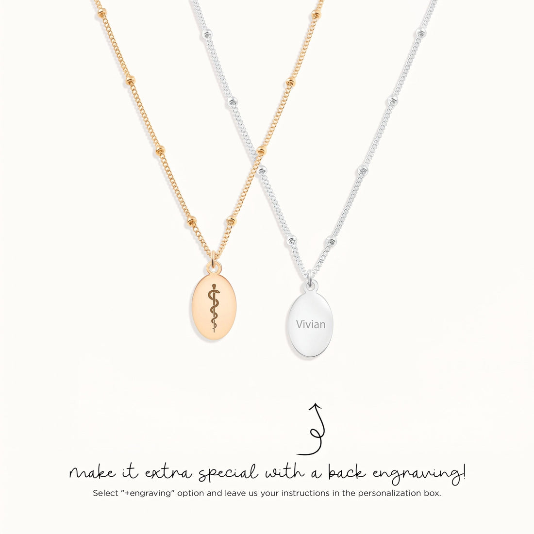 Caduceus Charm Beady Necklace