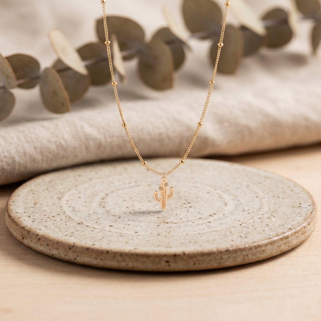 Desert Cactus Charm Necklace