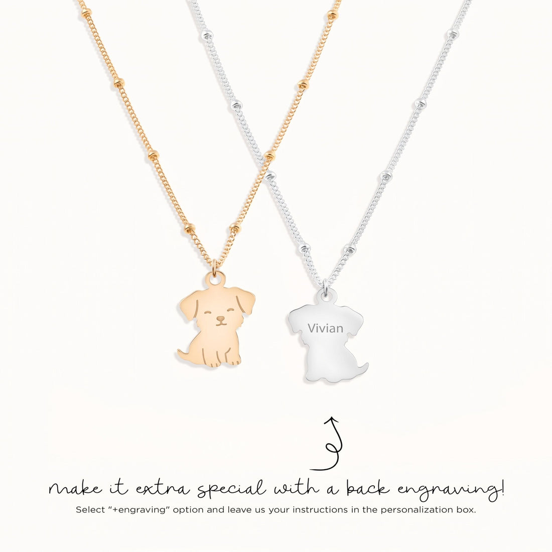 Puppy Silhouette Beady Necklace
