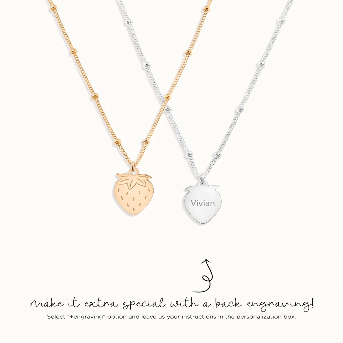Strawberry Charm Beady Necklace