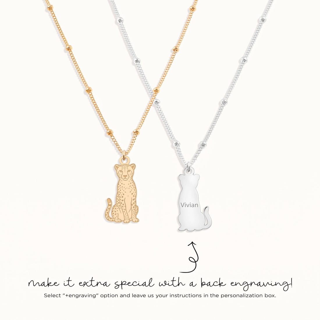 Feline Silhouette Charm Necklace