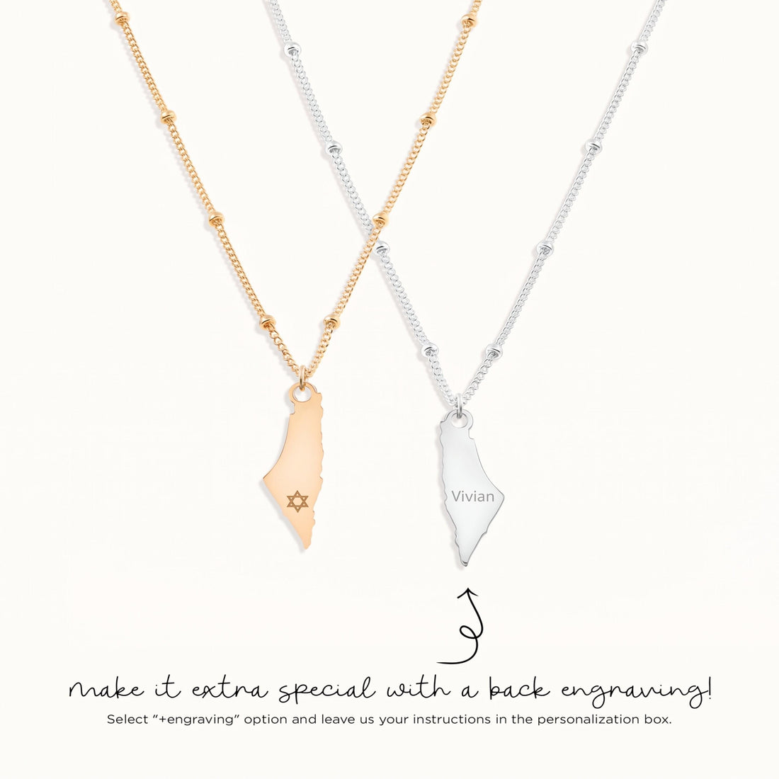 Israel Outline Charm Necklace