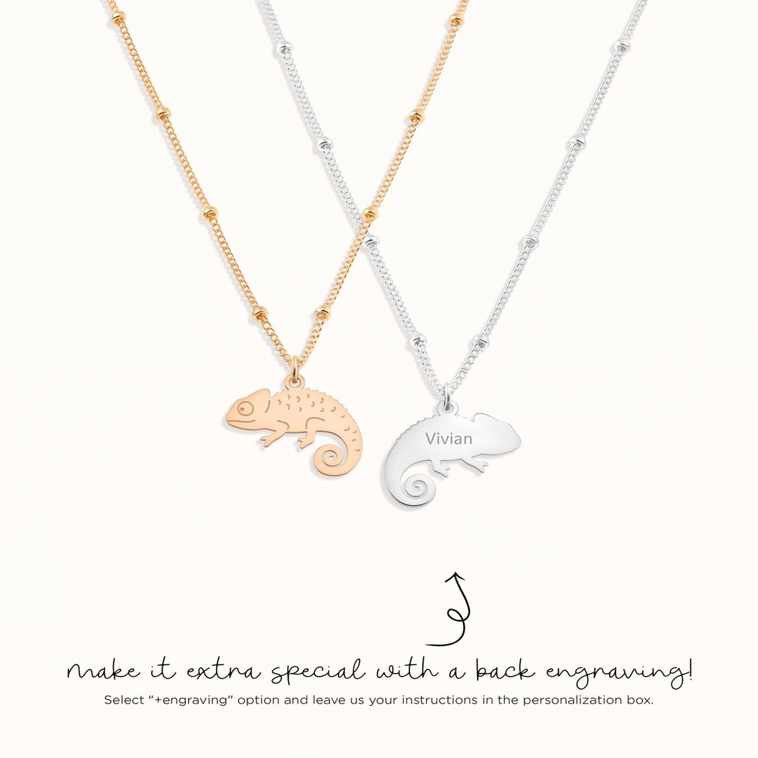 Chameleon Charm Beady Necklace