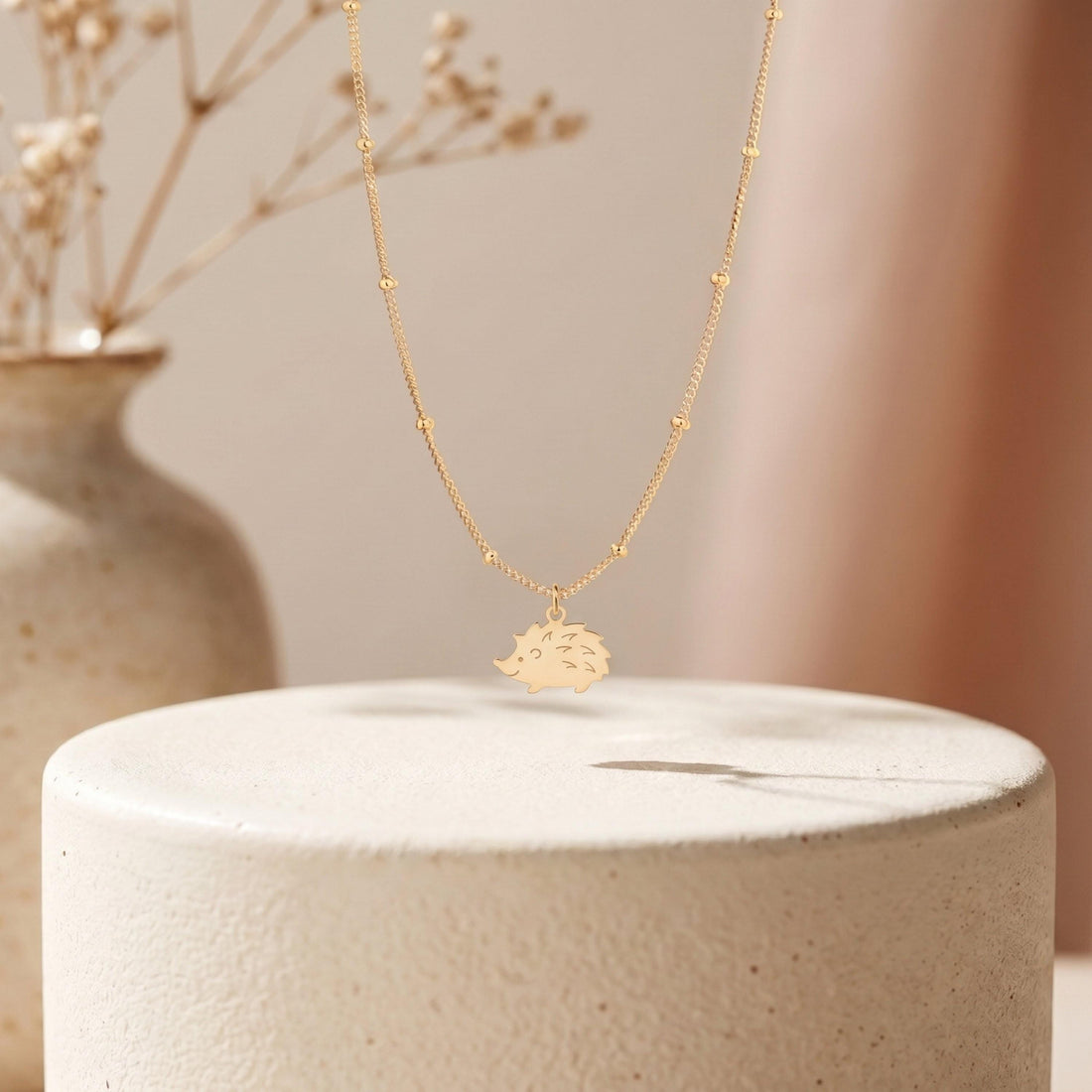 Hedgehog Pendant Beady Necklace