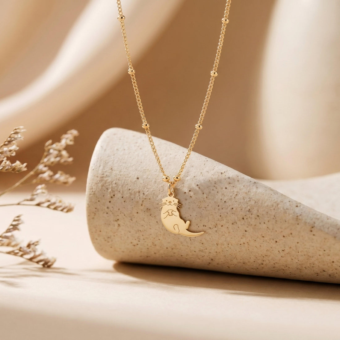 Otter Charm Beady Necklace