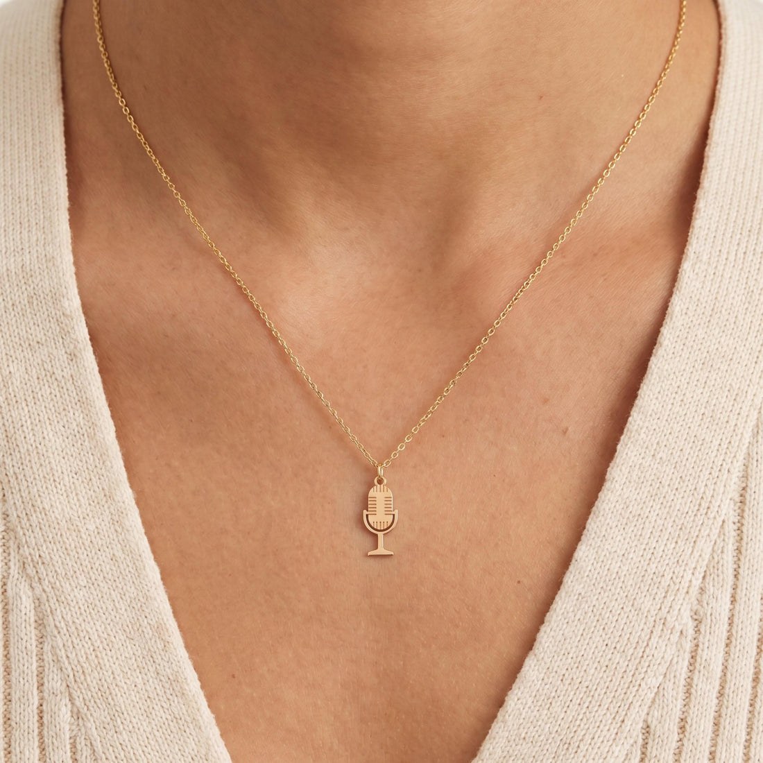 Studio Microphone Necklace Charm
