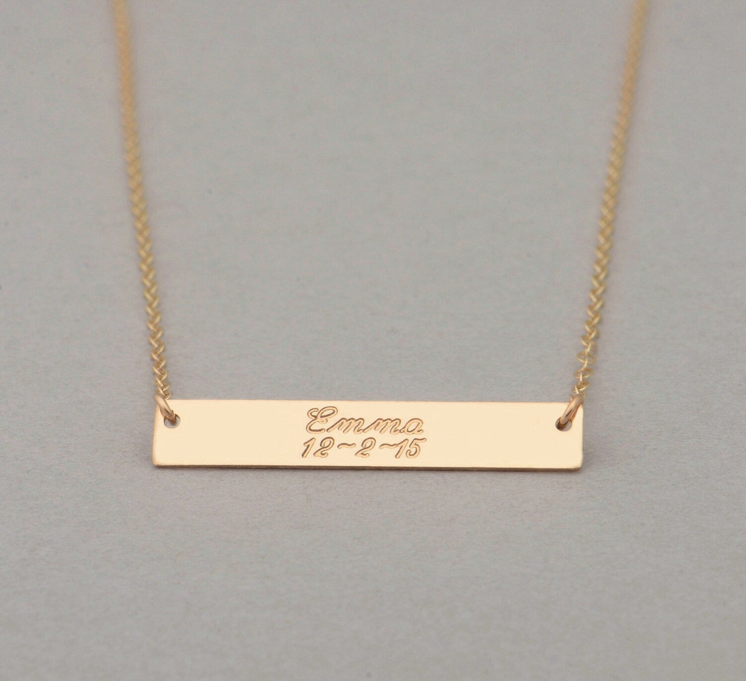 Gold Engravable Nameplate Necklace