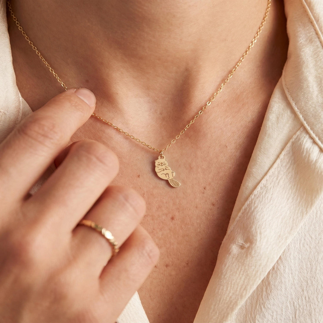 Sleeping Otter Necklace Charm