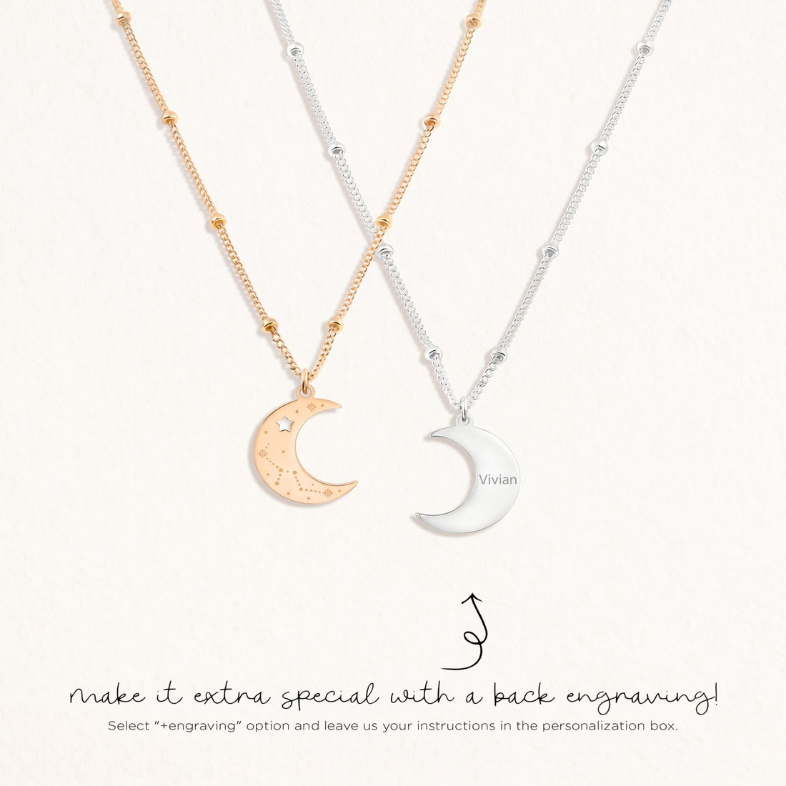 Crescent Moon Beady Necklace