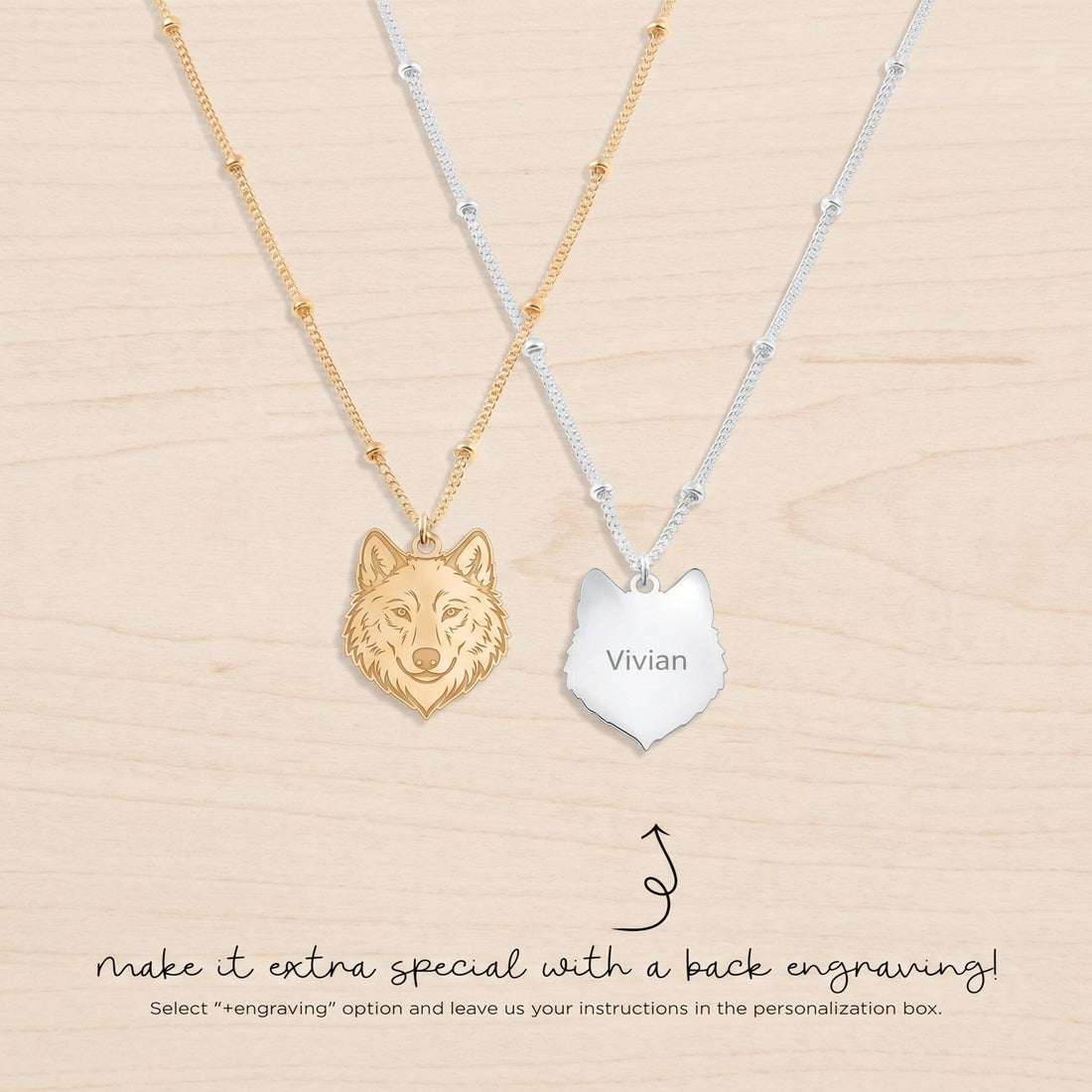 Wolf Head Charm Necklace