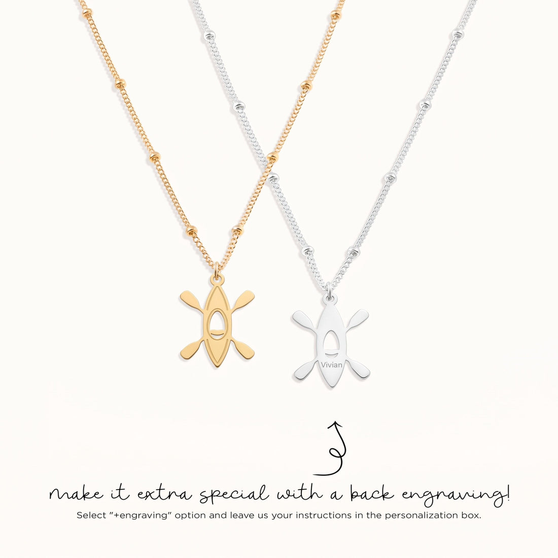 Kayak Paddles Charm Necklace
