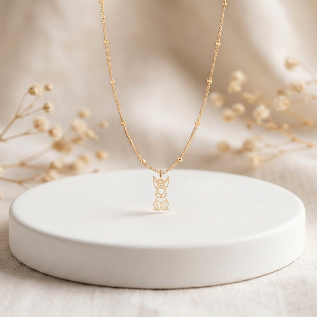 Sitting Rabbit Beady Necklace