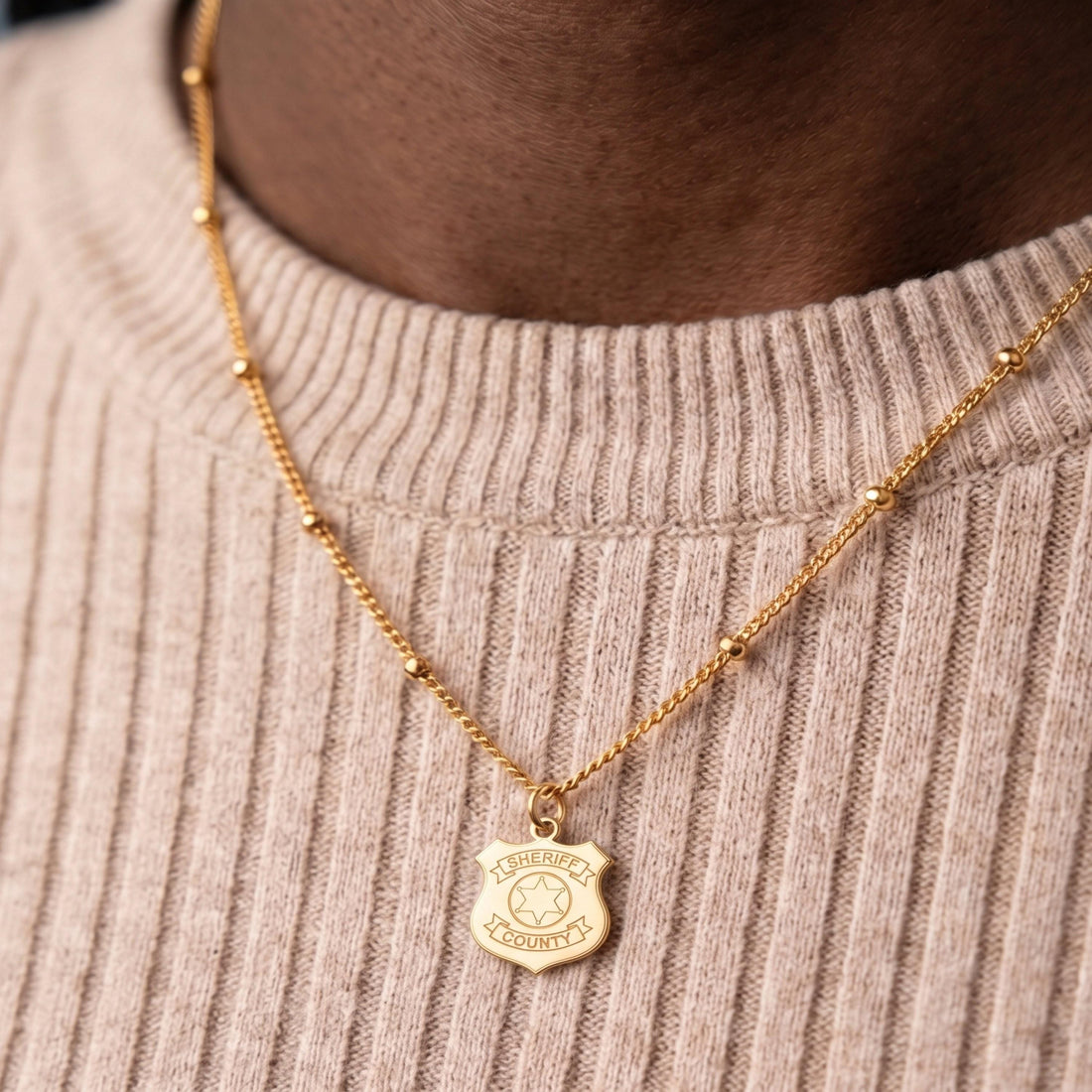 Sheriff Badge Necklace Charm